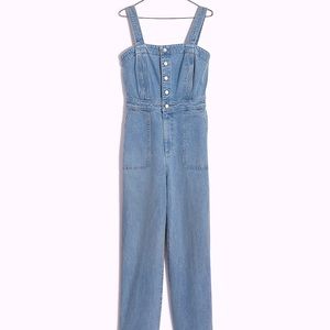 Denim stitched strap jumpsuit